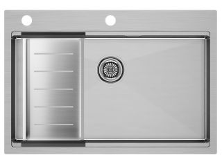 Комплект Paulmark: мойка Vast-Pro 80 и коландер Advance PM707551-BS+A405-BS брашированная нержавеющая сталь